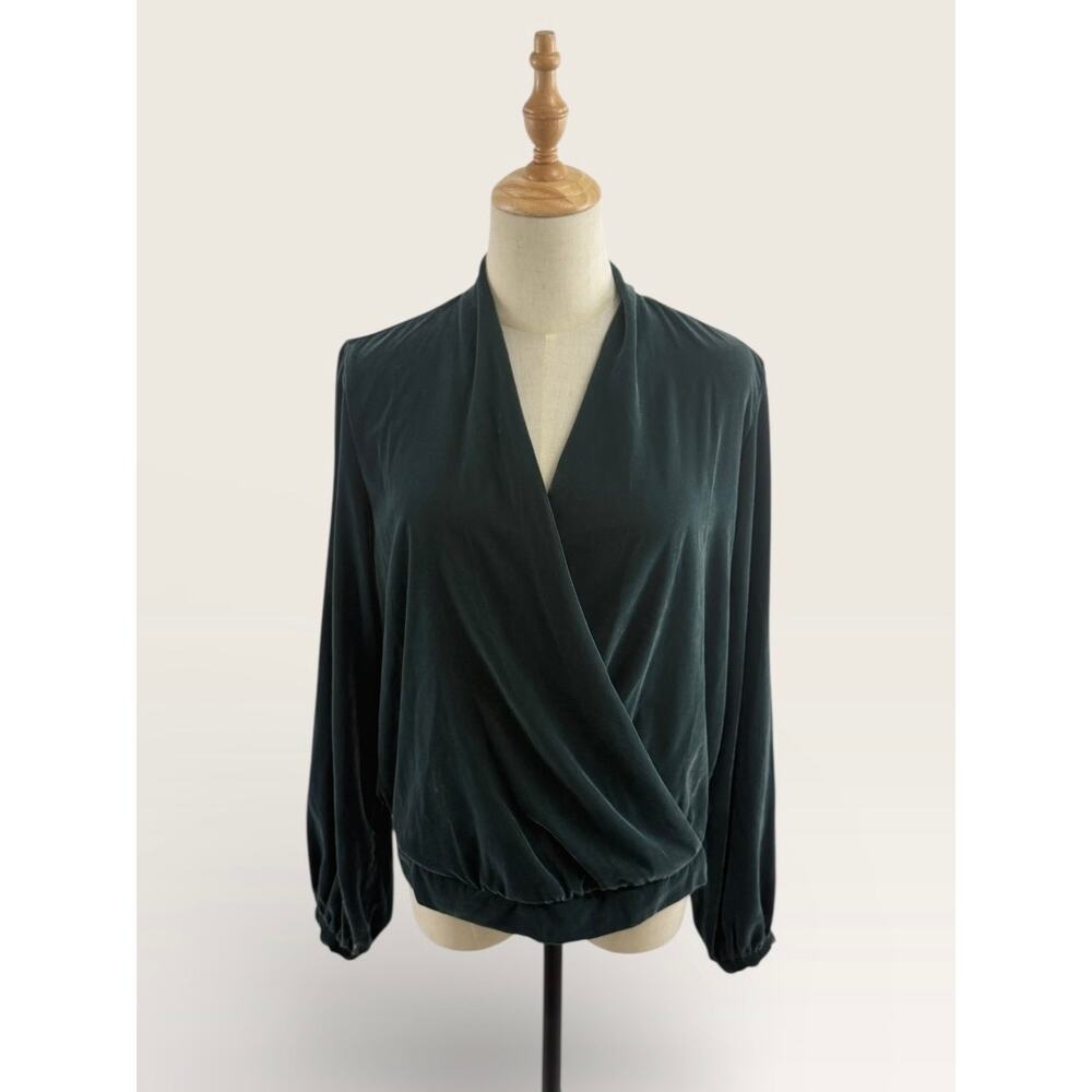 Banana Republic Ocean Emerald Velvet Wrap Top, Size Small